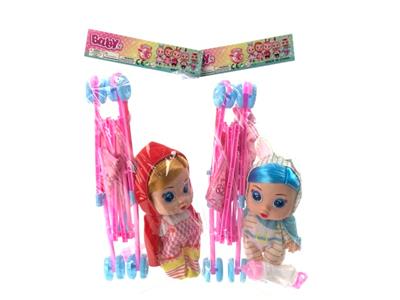 12寸PVC袋装全身搪胶哭泣娃娃crybaby带头发会喝水流眼泪带音乐带推车（6款混） - OBL972764