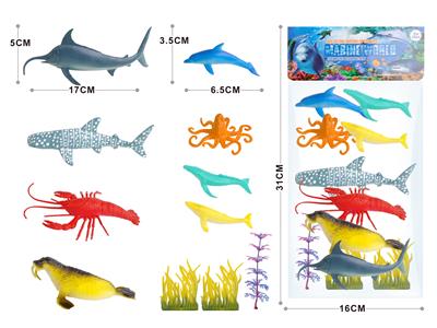 11pcs 海洋动物套装
4只6.5寸+4只2.5寸+3草 - OBL974079