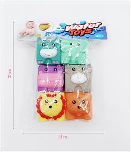 6款自动哨动物搪胶积木 - OBL975038