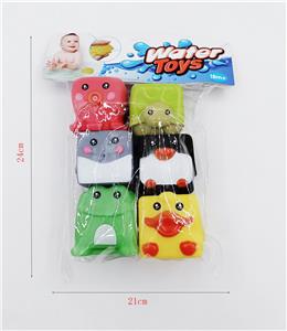 6款自动哨动物搪胶积木 - OBL975039