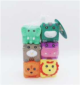 6款自动哨动物搪胶积木 - OBL975054