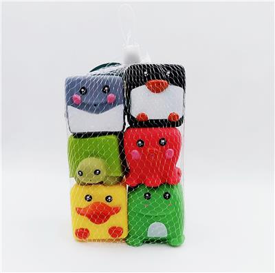 6款自动哨动物搪胶积木 - OBL975055