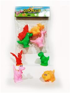  4只搪胶恐龙带BB哨多色混装 - OBL975084