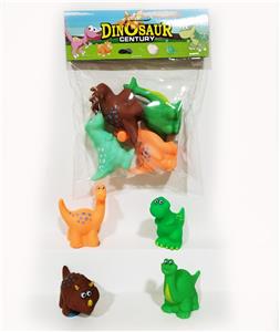  4只搪胶恐龙带BB哨多色混装 - OBL975085