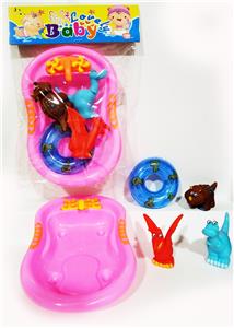 1个泳圈3只搪胶恐龙1个泳池 - OBL975092