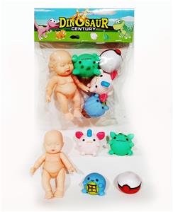 1只表情娃4只搪胶Q宠带BB哨 - OBL975095