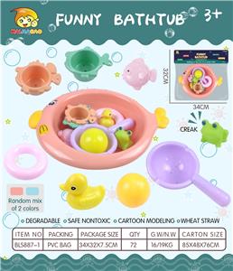 圆鱼盆配洗澡配件+搪塑动物 - OBL975674