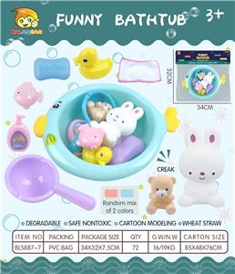 圆鱼盆配洗澡配件+搪塑动物 - OBL975681