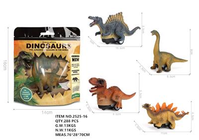 PVC环保回力恐龙车（4款混装） - OBL980411