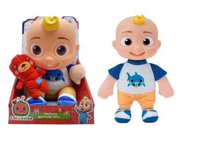 14寸搪胶头棉身cocomelon超级宝贝带主题音乐4首不同的主题音乐【120秒】毛绒鲨鱼宝宝COCO带着搪胶红熊带BB响 - OBL982116