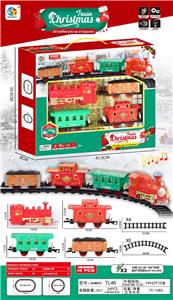 三节车厢圣诞电动带灯光音乐轨道火车 - OBL986789