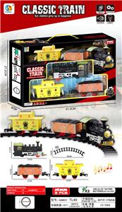 二节车厢古典电动带灯光音乐轨道火车 - OBL986790