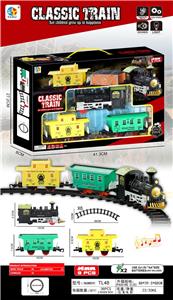 二节车厢古典电动带灯光音乐轨道火车 - OBL986791