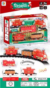 二节车厢圣诞电动带灯光音乐轨道火车 - OBL986793