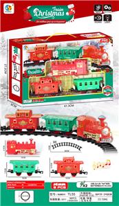 二节车厢圣诞电动带灯光音乐轨道火车 - OBL986795