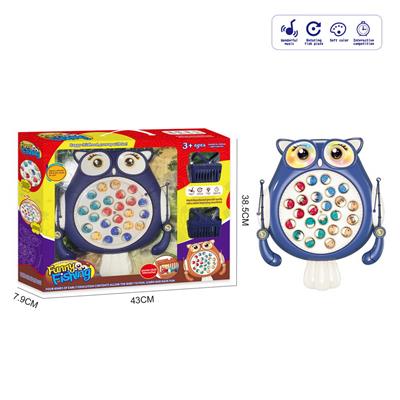 卡通猫头鹰电动钓鱼盘玩具（蓝色） - OBL989749