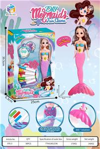 14寸DIY可水洗绘画涂色搪胶美人鱼芭比女孩系列亲子玩具过家家 - OBL999668