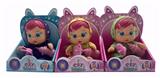 OBL10001594 - 第7代10寸搪胶秋叶和钻石冰雪姐妹和雪宝哭泣娃娃带毛绒加暖带四声音乐带流眼泪功能，带吸水奶瓶，带奶嘴   3款毛绒布料哭泣娃娃混装
