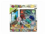 OBL10006575 - 6只庄5.5 CM城市回力车/飞机配2个路障 & 2个路标 & 地图套装