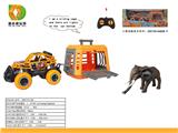 OBL10007078 - 1:43迷你遥控扒扒车拖带笼子捕猎大象，可滑行，不包电