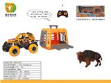 OBL10007082 - 1:43迷你遥控扒扒车拖带笼子捕猎牦牛，可滑行，不包电