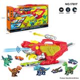 OBL10011461 - 声光恐龙收纳轨道车(红色 配4个车子和4只拆装恐龙，发射炮)