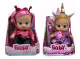 OBL10012879 - 豪华版第10代10寸搪胶带头发女孩版娃娃带四声音乐cry Babies-Tutti Fritti带流眼泪功能，带吸水奶瓶，带奶嘴  。毛绒带加暖功能。衣服2件套2款混装