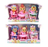 OBL10022923 - 第2代5.5寸搪胶独角兽哭泣娃娃带流眼泪功能带奶瓶，带奶嘴，带领巾，3款不同坐骑配件6款混装