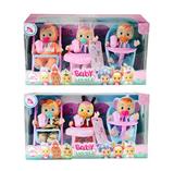 OBL10022930 - 6寸搪胶独角兽哭泣娃娃带流眼泪功能带奶瓶，带奶嘴，带领巾，3款不同坐骑配件6款混装