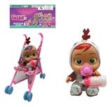 OBL10030029 - 14寸搪胶哭泣娃娃带四声音乐cry Babies-Tutti Fritti带流眼泪功能，带吸水奶瓶，带奶嘴  带大号推车