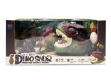 OBL10032907 - 霸王龙头灯光音乐带喷雾+1只喷水小恐龙+小恐龙