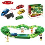 OBL10035068 - 越野色可更换车壳恐龙拼装轨道电动车(配1只车+3个车壳,轨道片130片,4只PVC人偶)电动车需用1节AAA电池,不包电