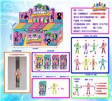 OBL10036202 - 4寸跳舞香肠公仔单只公仔+鞋子18只盲盒展示盒装（1款）(装磁铁)带铁线 环保材质