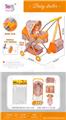 OBL10039714 - 婴儿遮阳手推车+储物篮+手提包 (铁)EVA轮+公仔