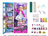 OBL10043512 - GLO-UP  GIRLS 10寸12关节实身惊喜时尚娃娃带一条染色膏和5样惊喜配件功能描述[头发可以染色。面部。手指都可以用彩色贴纸贴上不同图案】