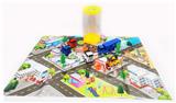 OBL10056230 - 4只庄5 CM工程回力车+13 CM回力货柜车+配2个路障 & 2个路标 & 地图套装