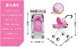 OBL10068351 - 卡头袋粉红厚布婴儿推车(铁)