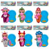 OBL10068686 - 8寸Cry Baby 全身搪胶哭泣娃娃动物动画服装带浴盆配件音乐会喝水流眼泪有音乐袋装（6款混装）