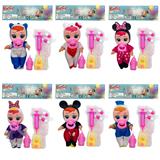 OBL10068687 - 8寸Cry Baby 全身搪胶哭泣娃娃喷油头米奇米妮动画服装带医具配件会喝水流眼泪有音乐袋装（6款混装）