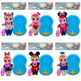 OBL10068688 - 8寸Cry Baby 全身搪胶哭泣娃娃米奇米妮动画服装带浴盆配件音乐会喝水流眼泪有音乐袋装（6款混装）