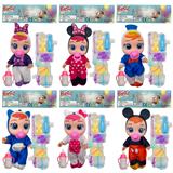 OBL10068696 - 12寸Cry Baby 全身搪胶哭泣娃娃喷油头米奇米妮动画服装带吉他配件会喝水流眼泪有音乐袋装（6款混装）