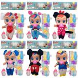 OBL10068697 - 12寸Cry Baby 全身搪胶哭泣娃娃喷油头戴帽子米奇米妮动画服装带吉他配件会喝水流眼泪有音乐袋装（6款混装）