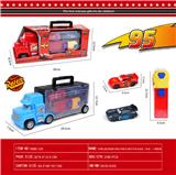 OBL10069905 - 手提礼盒货柜滑行拖头车载2只滑行汽车总动员（合金）+1弹射器