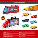 OBL10069907 - 手提礼盒货柜滑行拖头车载4只滑行汽车总动员（合金）