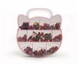 OBL10070558 - 儿童DIY粉色盒磨砂珠-猫头