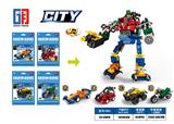 OBL10071238 - 益智城市积木回力弹射4IN1变形赛车系列(42-65PCS）   四款混装