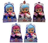 OBL10081139 - 第7代14寸搪胶钻石秋叶冰雪姐妹和雪宝哭泣娃娃带四声音乐cry Babies-Tutti Fritti带流眼泪功能，带吸水奶瓶，带奶嘴  3款女孩毛绒布料版哭泣娃娃混装