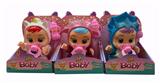 OBL10085064 - 独角兽系列10寸搪胶带四声音乐cry Babies-Tutti Fritti带流眼泪功能，带吸水奶瓶，带奶嘴  .