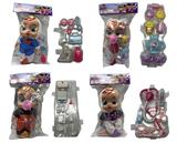 OBL10086872 - 14寸搪胶哭泣娃娃会喝水真流眼泪带四声音乐DAD .Mother.Angry.Cry带奶瓶、奶嘴、冰淇淋、剪刀、听诊器吸塑配件 4款混装