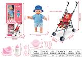 OBL10094675 - 儿童公仔娃娃玩具12寸棉身搪胶公仔婴儿配件收纳手推车